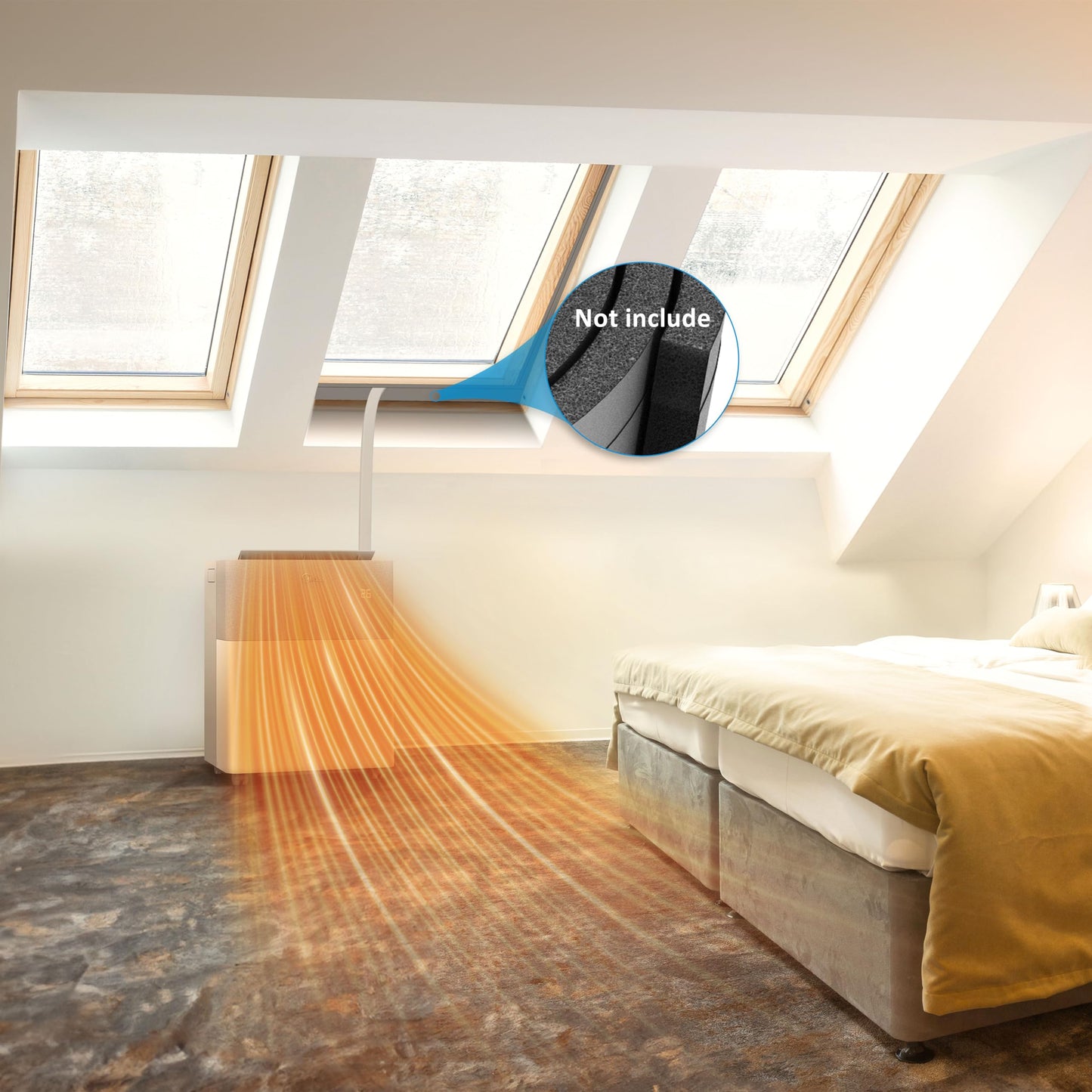 Midea Portasplit Mobile Wärmepumpe, Klimaanlage, Kühlen A++/Heizen A+, 12000 BTU 3, 5kW, für Räume bis zu 42 m² / 105 m³, nur 39 dB(A) im Silent-Modus